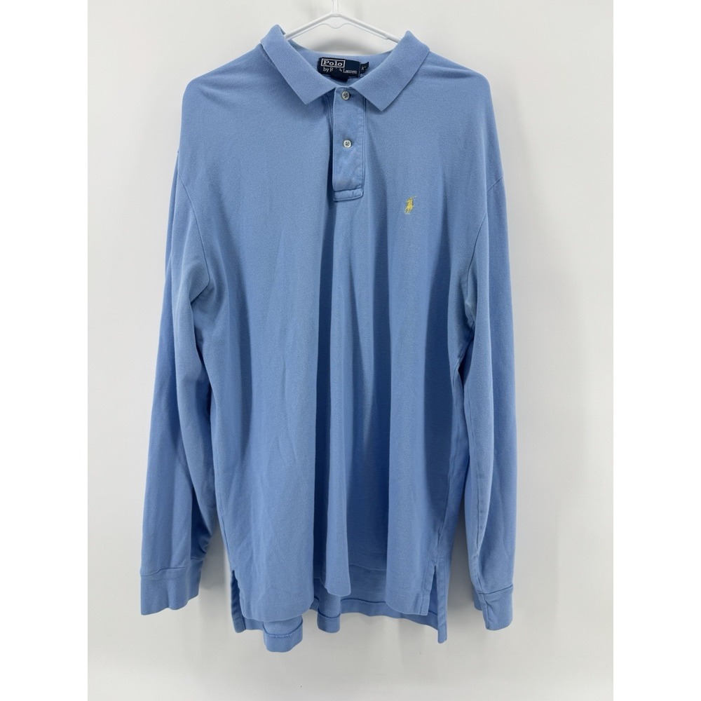 Polo Ralph Lauren Polo Shirt Mens XL Blue 100% Cotton Long Sleeve Logo